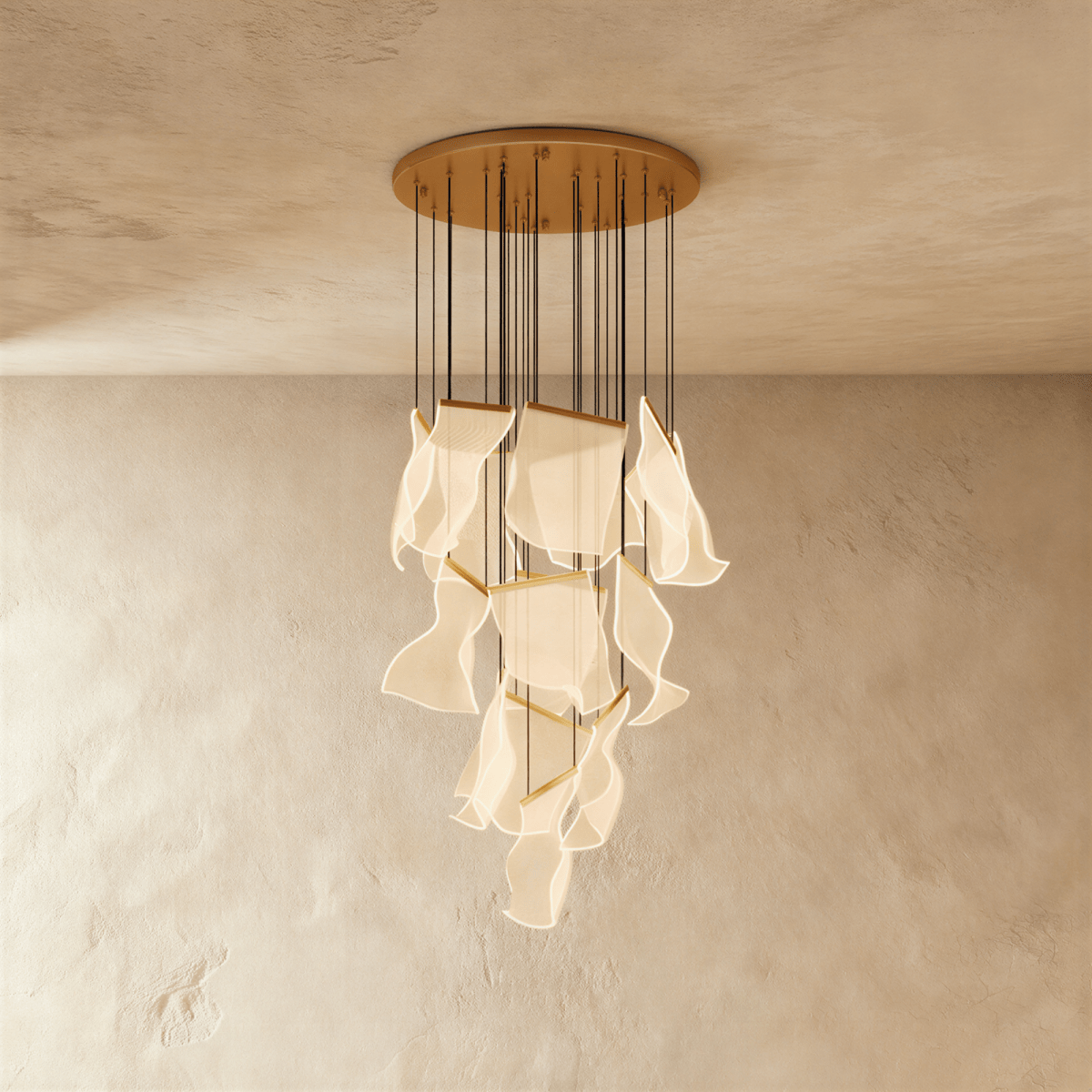 Akrylový vrstvený závěsný lustr LumenWeave s rozptýleným světlem