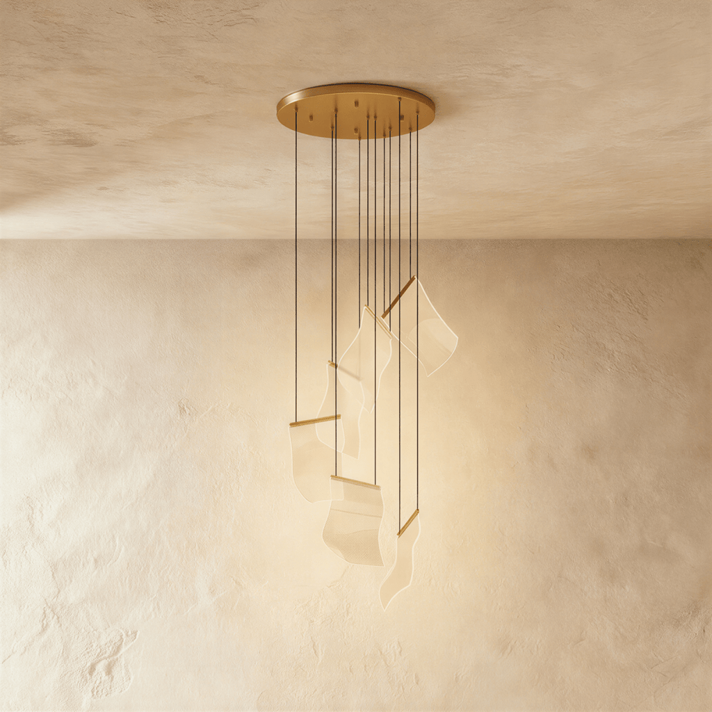 Akrylový vrstvený závěsný lustr LumenWeave s rozptýleným světlem