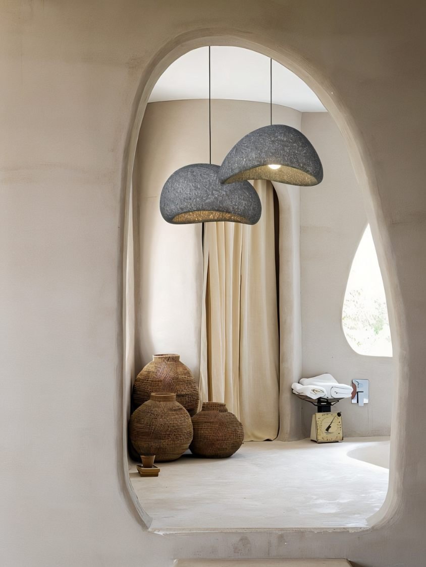 Candeeiro Pendente Cloudveil Sand Inspirado no Minimalismo Wabi Sabi