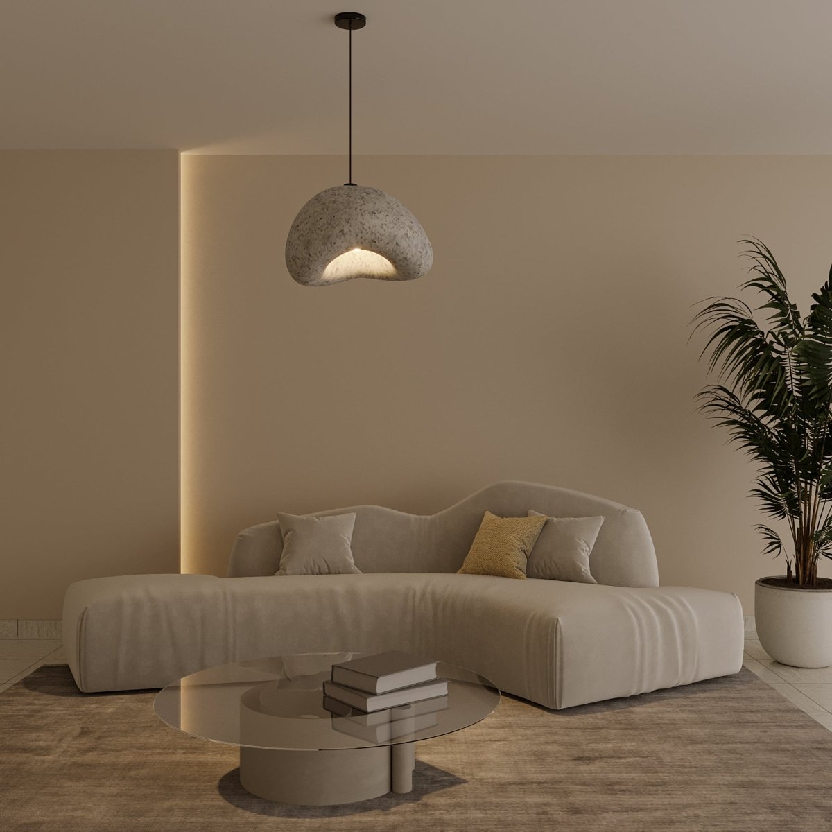 Candeeiro Pendente Cloudveil Sand Inspirado no Minimalismo Wabi Sabi