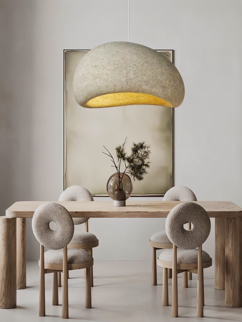 Candeeiro Pendente Cloudveil Sand Inspirado no Minimalismo Wabi Sabi