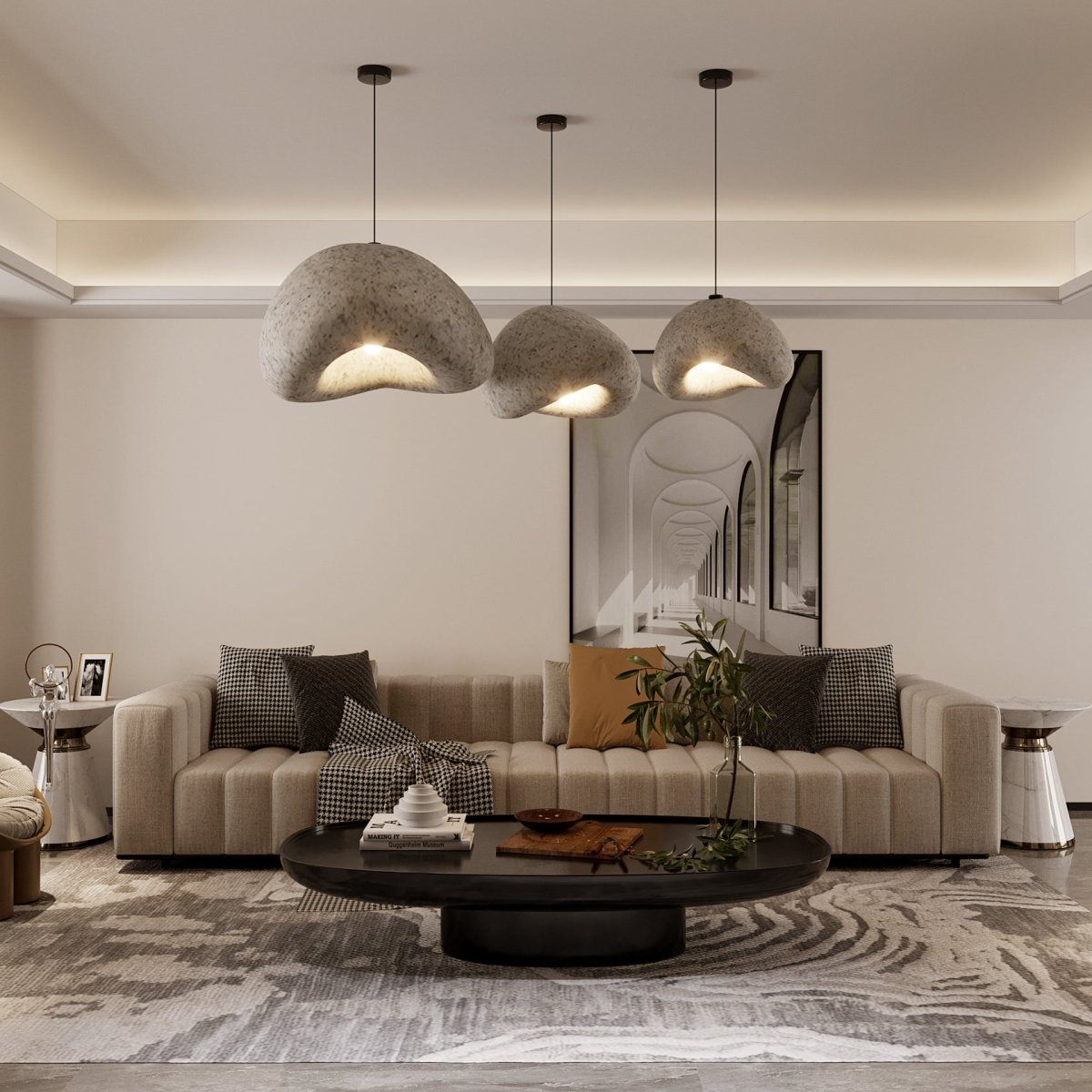 Candeeiro Pendente Cloudveil Sand Inspirado no Minimalismo Wabi Sabi