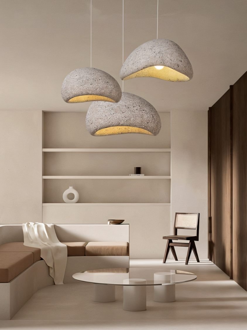 Candeeiro Pendente Cloudveil Sand Inspirado no Minimalismo Wabi Sabi