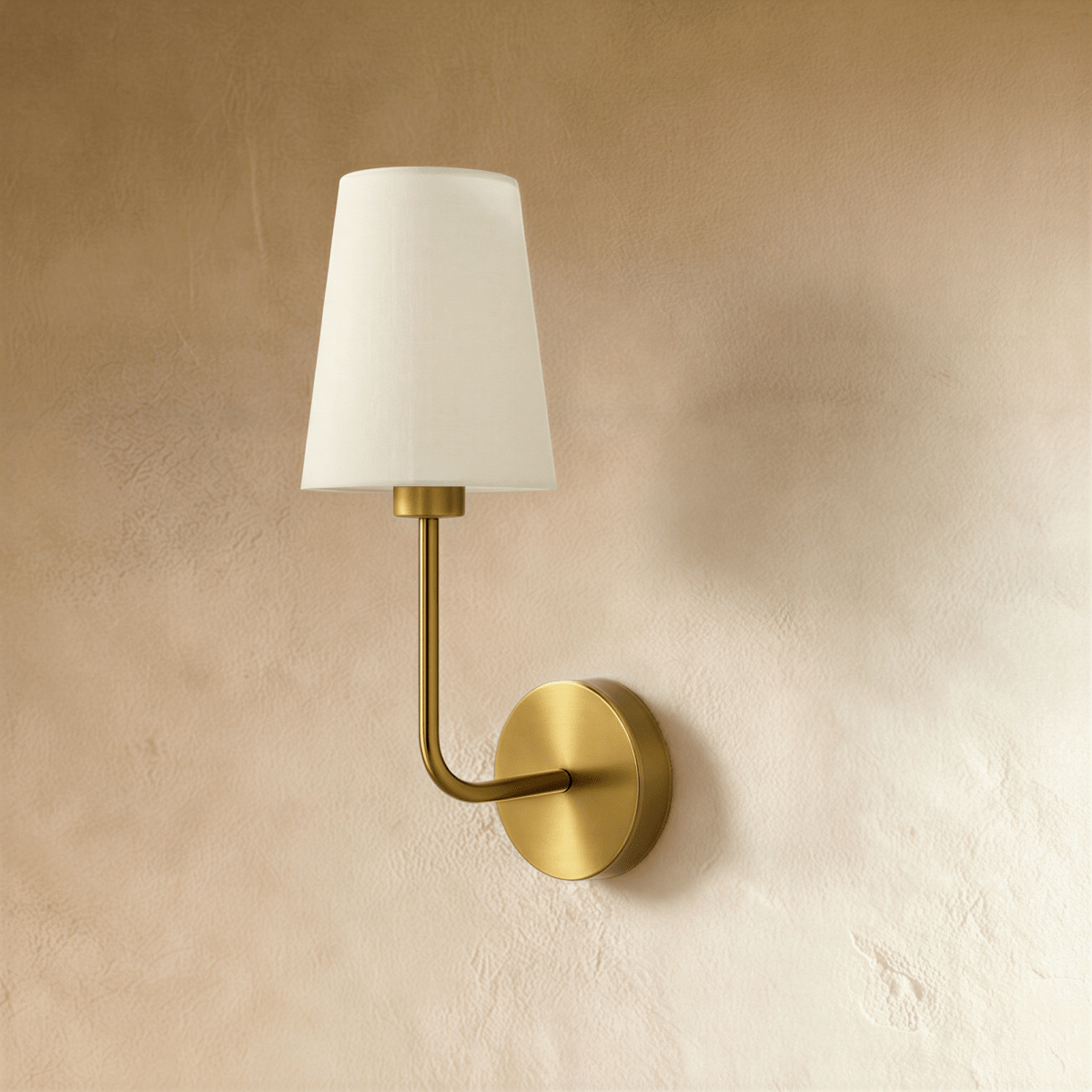 Aurora Brass Wall Lamp With Off White Cotton Shade