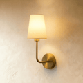 Aurora Brass Wall Lamp With Off White Cotton Shade