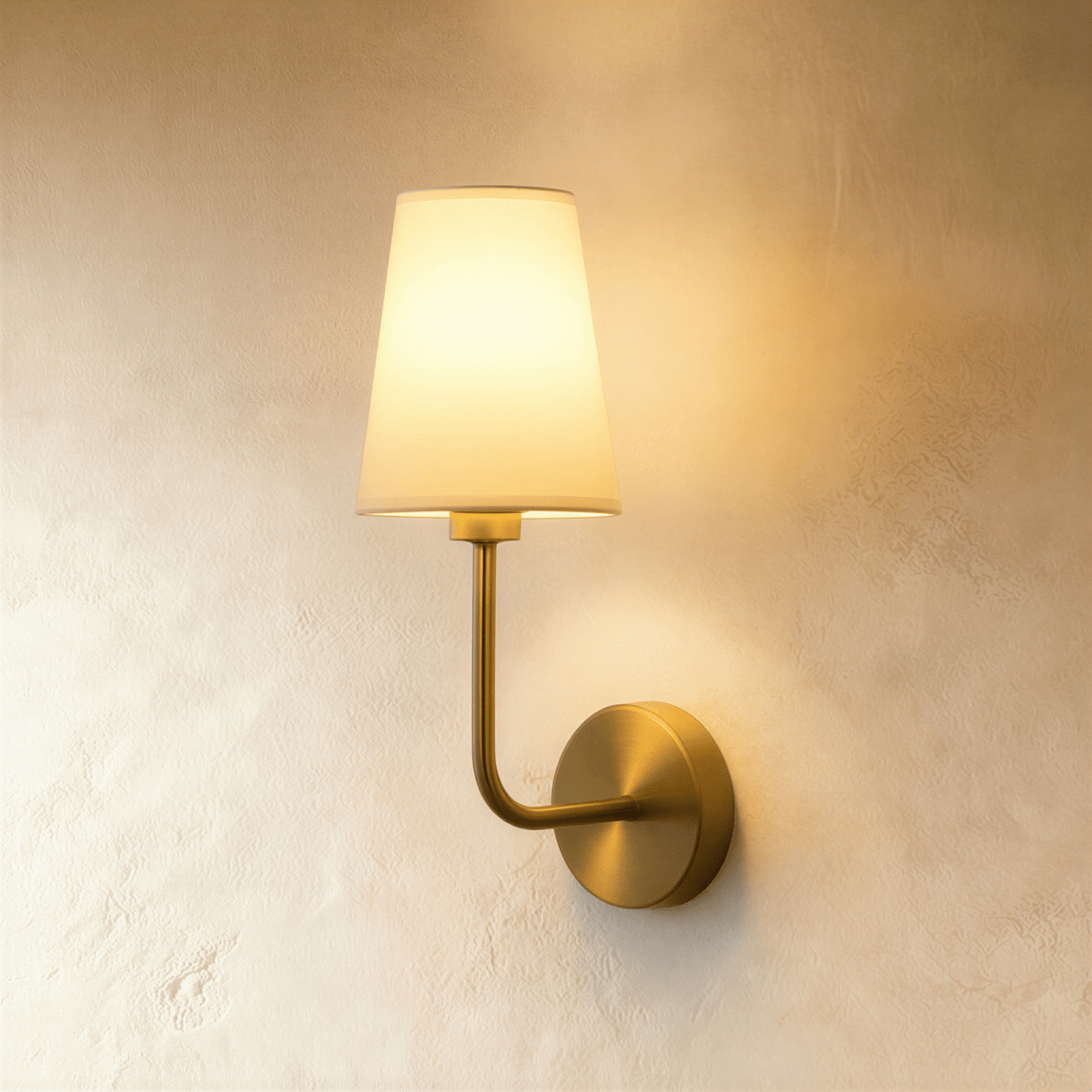 Aurora Brass Wall Lamp With Off White Cotton Shade