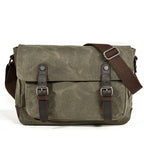 Waxed Canvas Crossbody Sling Bag With Leather Trim, Vintage Style