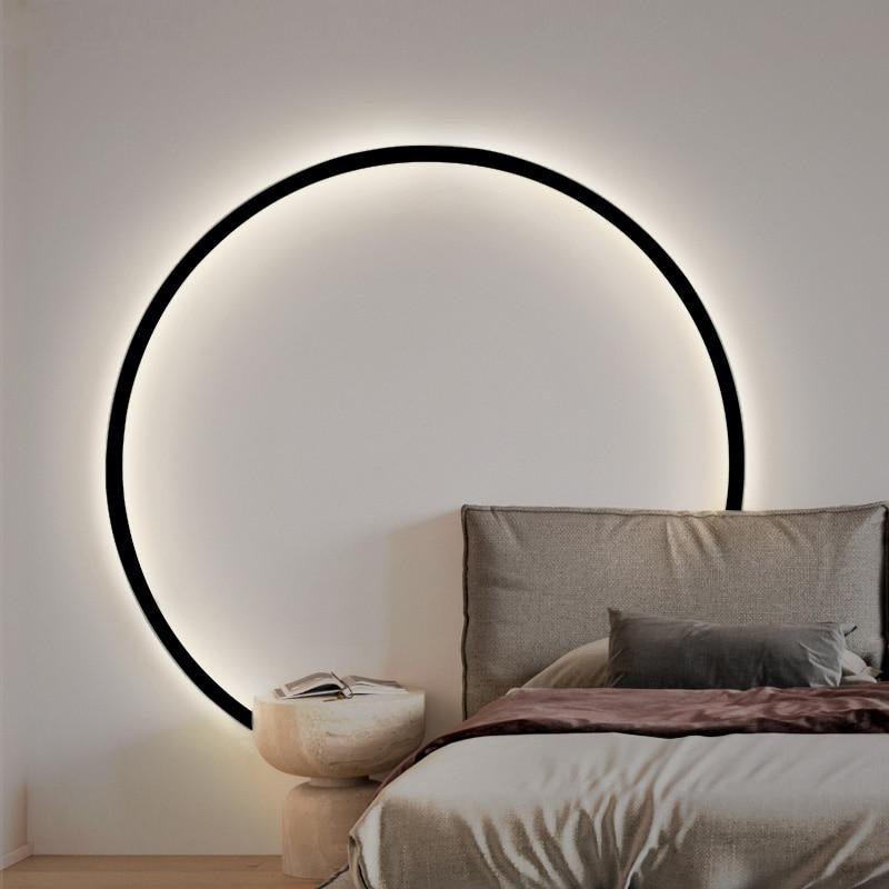 Luz de Parede Redonda LED, NovaHalo LumaNova, Design Minimalista Preto