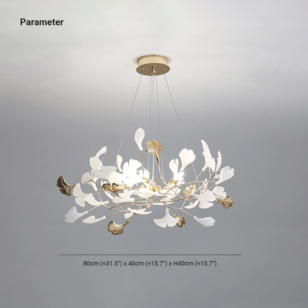 Olivia Ginkgo Leaf Modern Petal Shaped Metal Chandelier, Gold | Fioriscas