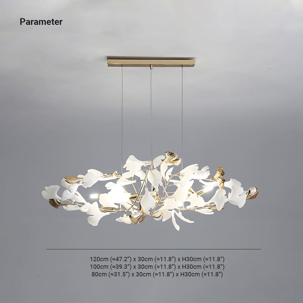 Olivia Ginkgo Leaf Modern Petal Shaped Metal Chandelier, Gold | Fioriscas