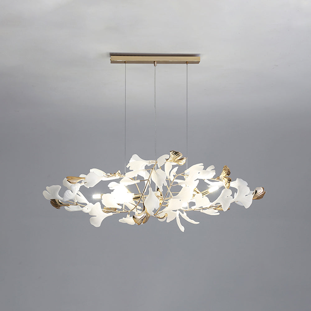 Olivia Ginkgo Leaf Modern Petal Shaped Metal Chandelier, Gold | Fioriscas