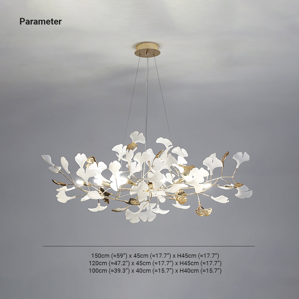 Olivia Ginkgo Leaf Modern Petal Shaped Metal Chandelier, Gold | Fioriscas