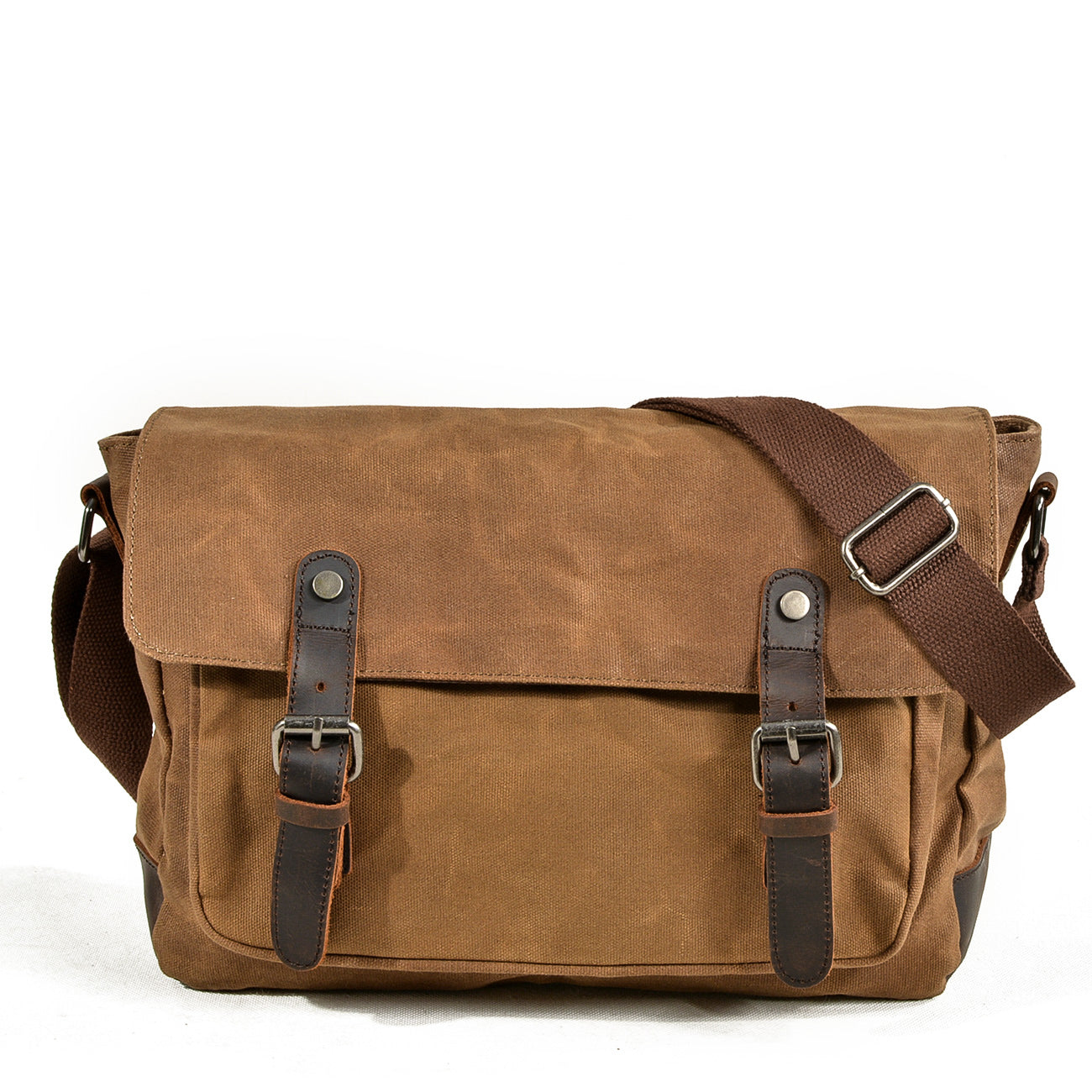 Waxed Canvas Crossbody Sling Bag With Leather Trim, Vintage Style