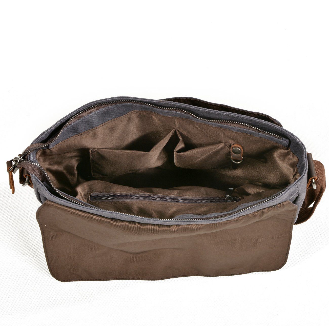 Waxed Canvas Crossbody Sling Bag With Leather Trim, Vintage Style
