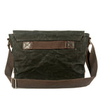 Waxed Canvas Crossbody Sling Bag With Leather Trim, Vintage Style