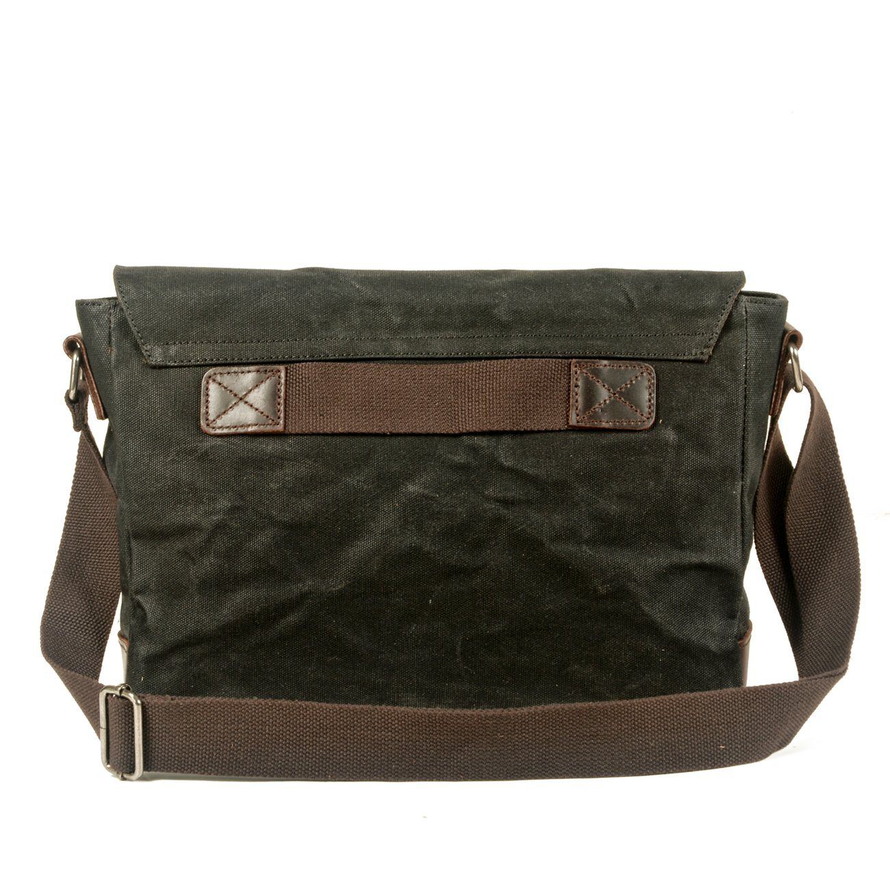 Waxed Canvas Crossbody Sling Bag With Leather Trim, Vintage Style