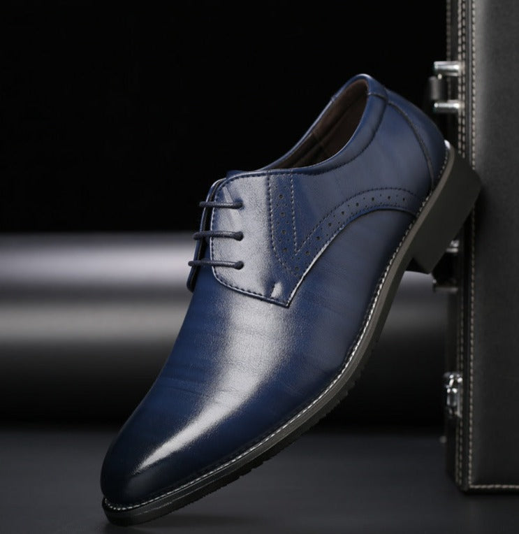 AeroStride Men's Leather Lace-Up Shoes, Breathable All-Day Comfort