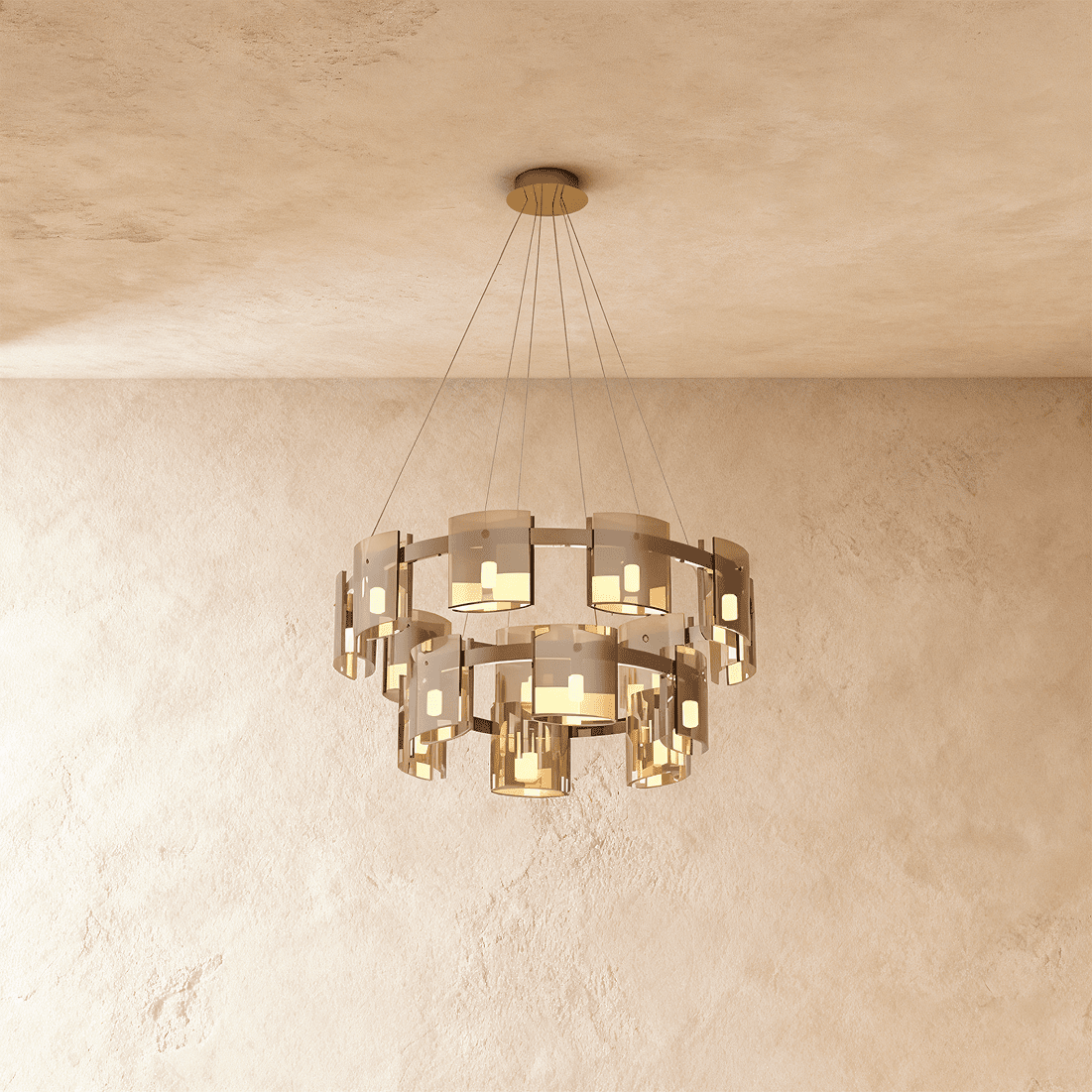Křišťálový lustr LuminaRing s čirým sklem pro glamour obývací pokoj  