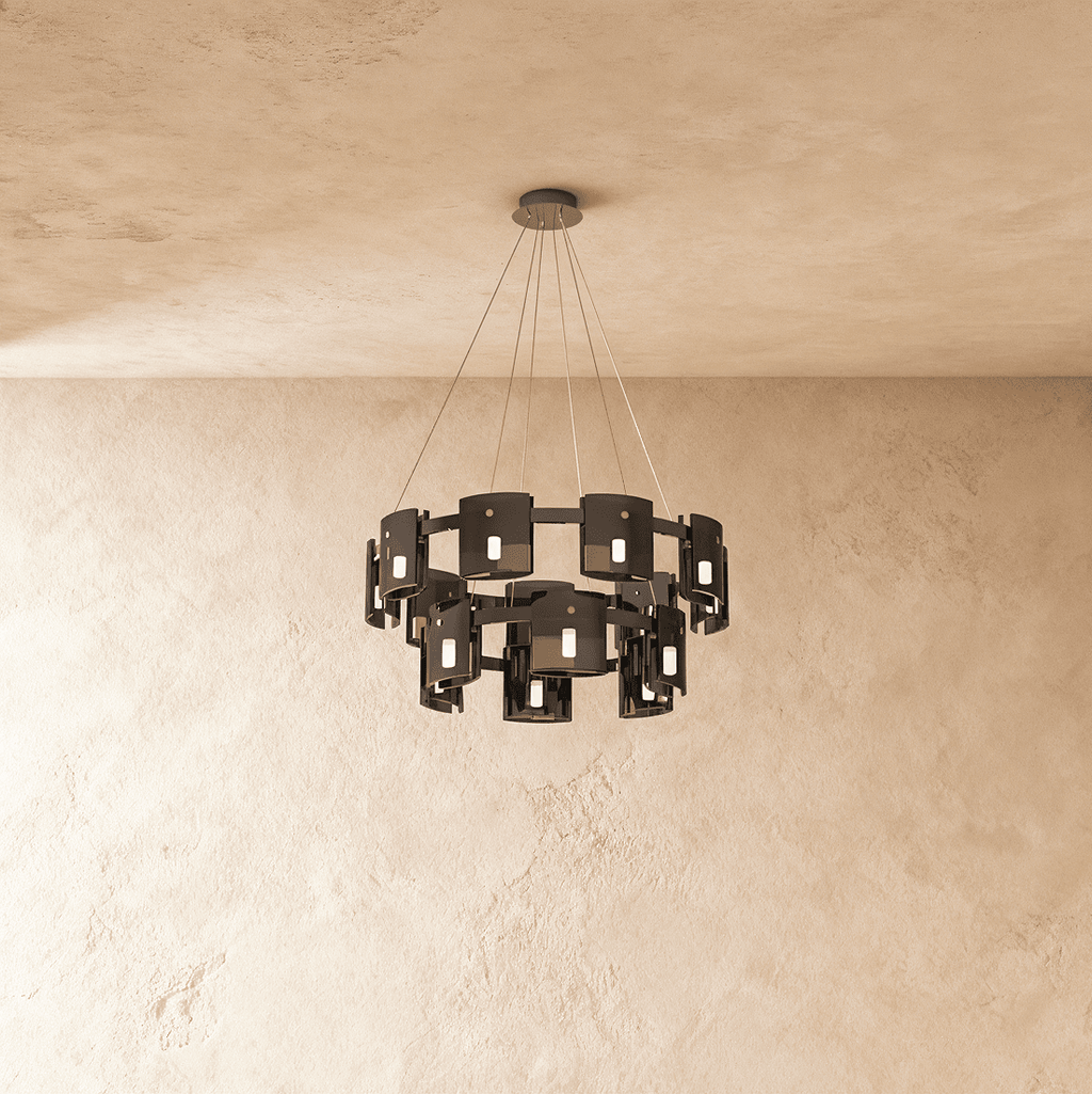 Křišťálový lustr LuminaRing s čirým sklem pro glamour obývací pokoj  