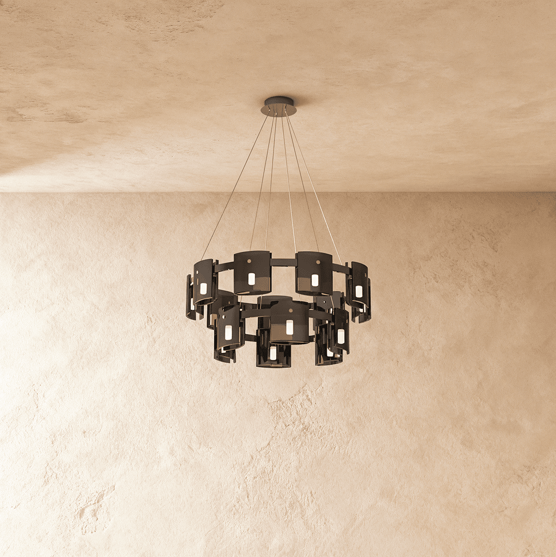 Křišťálový lustr LuminaRing s čirým sklem pro glamour obývací pokoj  