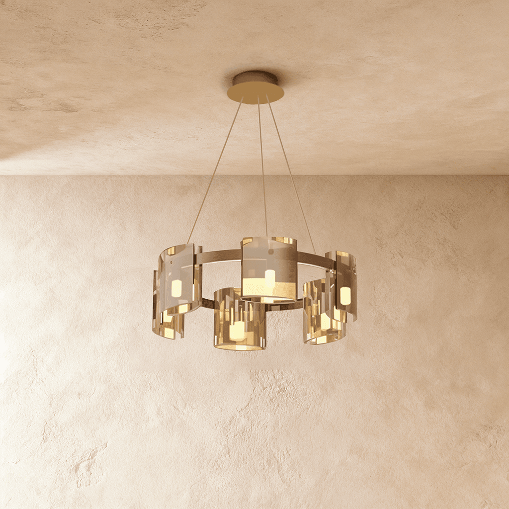 Křišťálový lustr LuminaRing s čirým sklem pro glamour obývací pokoj  