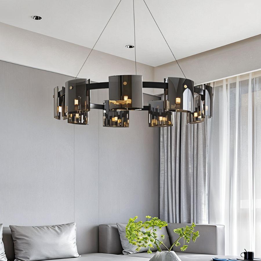 Křišťálový lustr LuminaRing s čirým sklem pro glamour obývací pokoj  