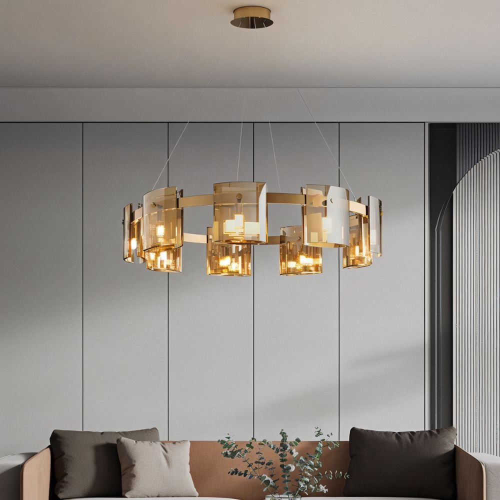 Křišťálový lustr LuminaRing s čirým sklem pro glamour obývací pokoj  