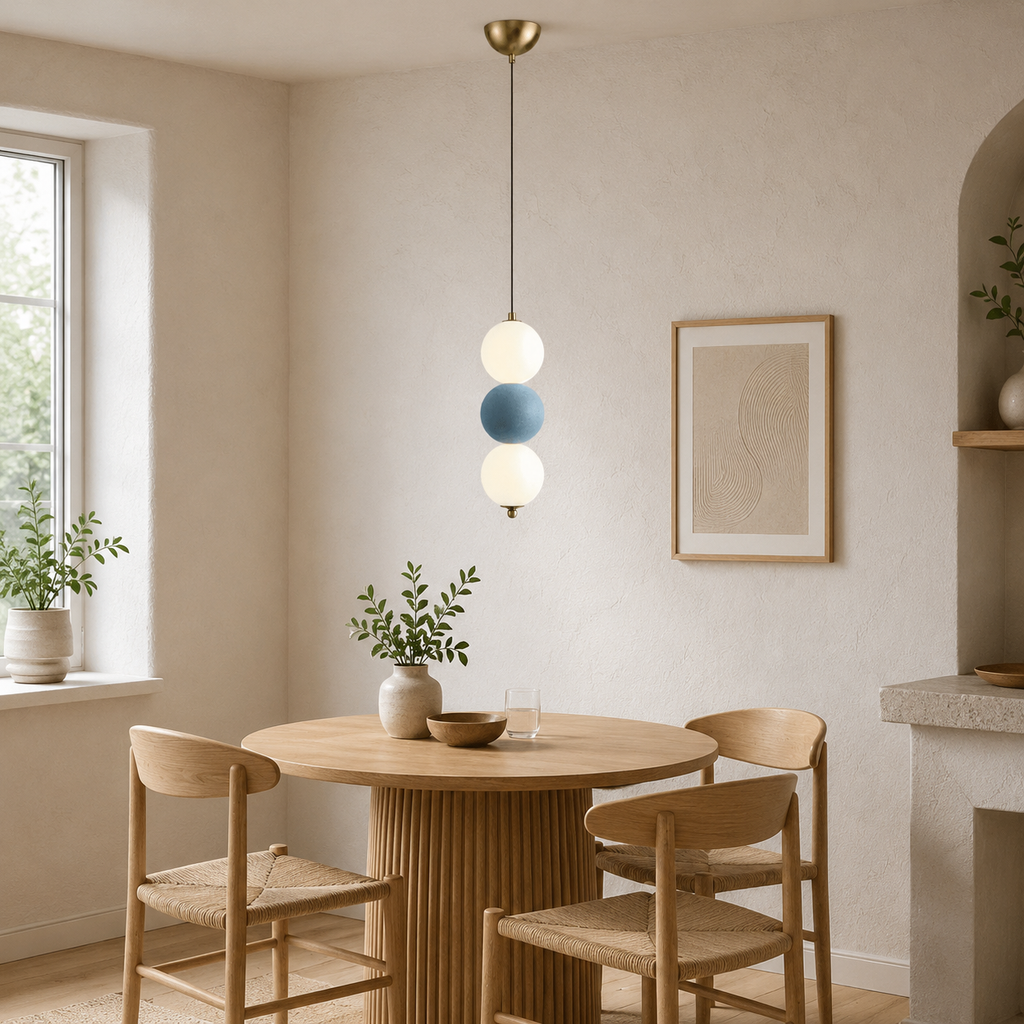 Geometryczna lampa wisząca Orbis Lux z matowymi szklanymi kulami