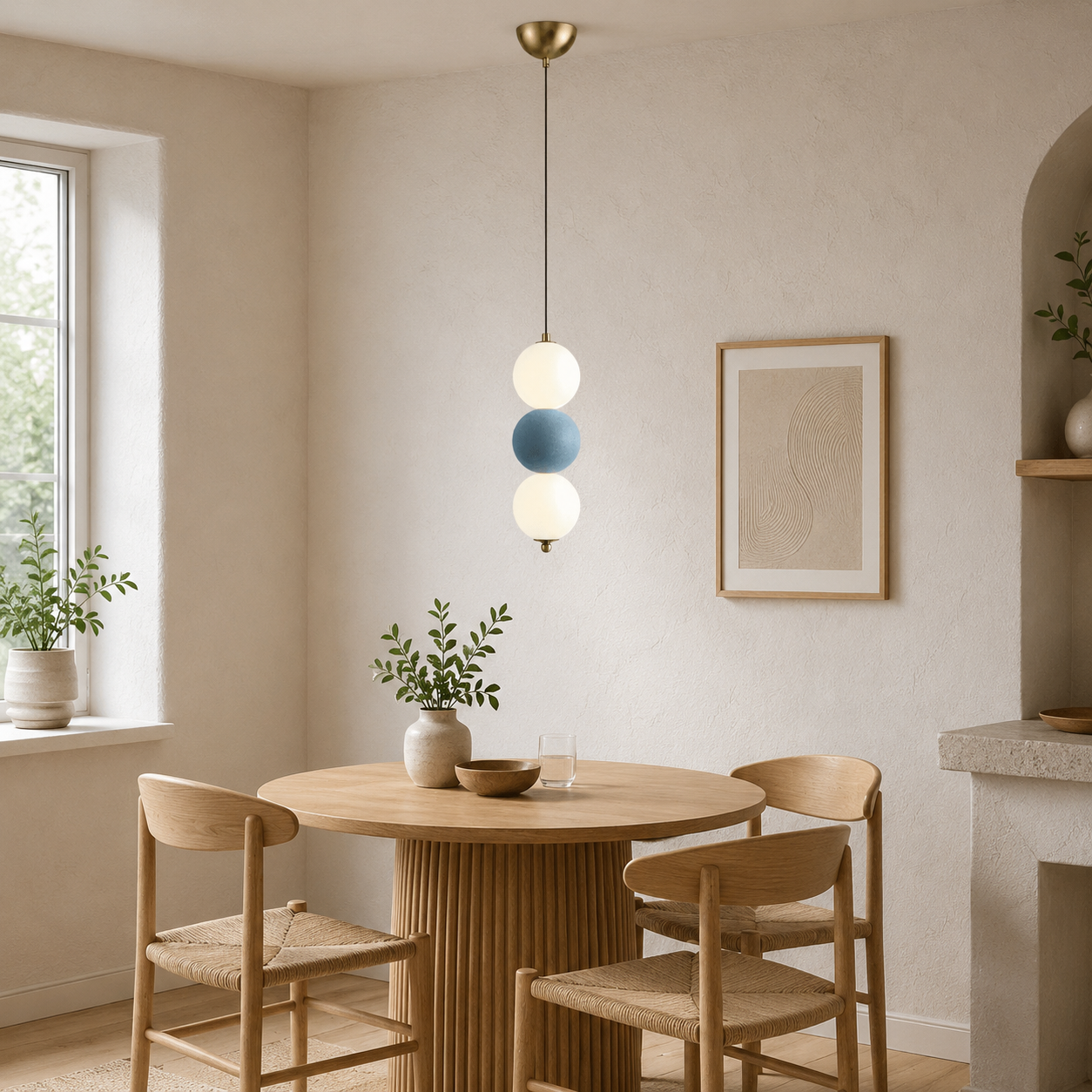 Geometryczna lampa wisząca Orbis Lux z matowymi szklanymi kulami