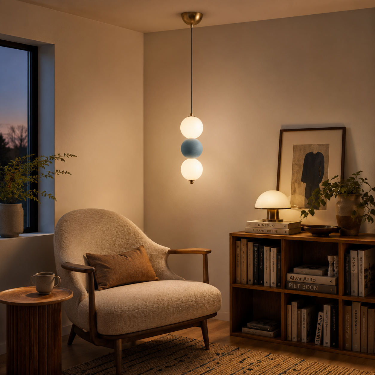Geometryczna lampa wisząca Orbis Lux z matowymi szklanymi kulami