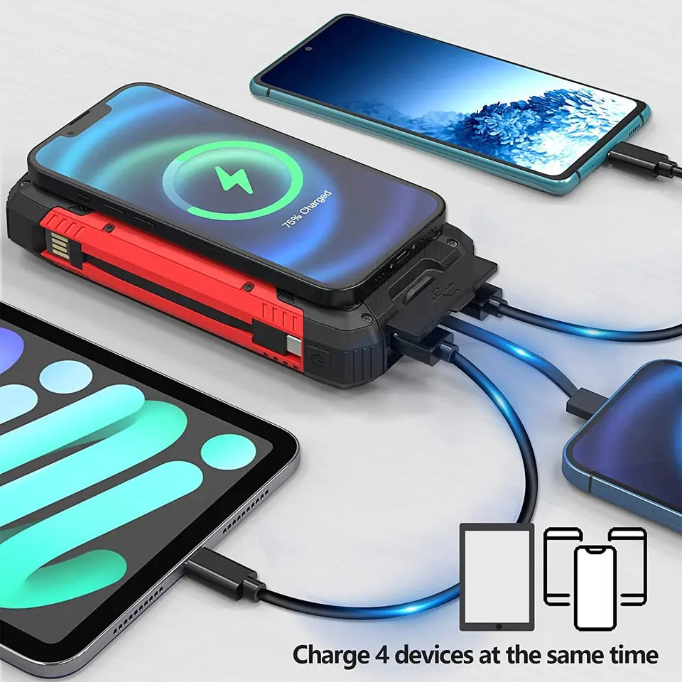 Solarny powerbank 30 000 mAh EclipseVolt, wodoodporny, z bezprzewodowym ładowaniem Qi