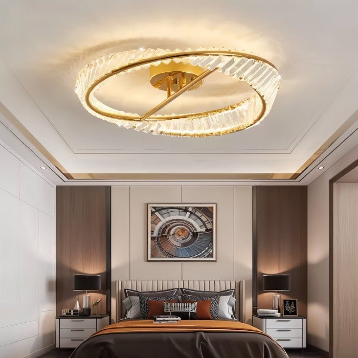Prangende Krystallring Taklampe med Metallramme og LED-belysning