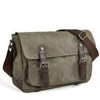 Waxed Canvas Crossbody Sling Bag With Leather Trim, Vintage Style