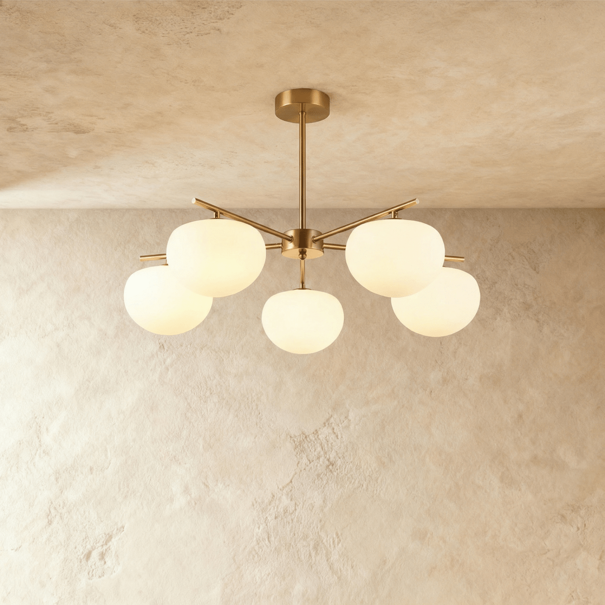 Aurora Gold Iron And Glass Pendant Light With Spherical Glass Shades For Living Rooms
