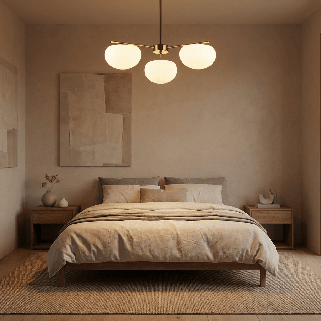 Aurora Gold Iron And Glass Pendant Light With Spherical Glass Shades For Living Rooms