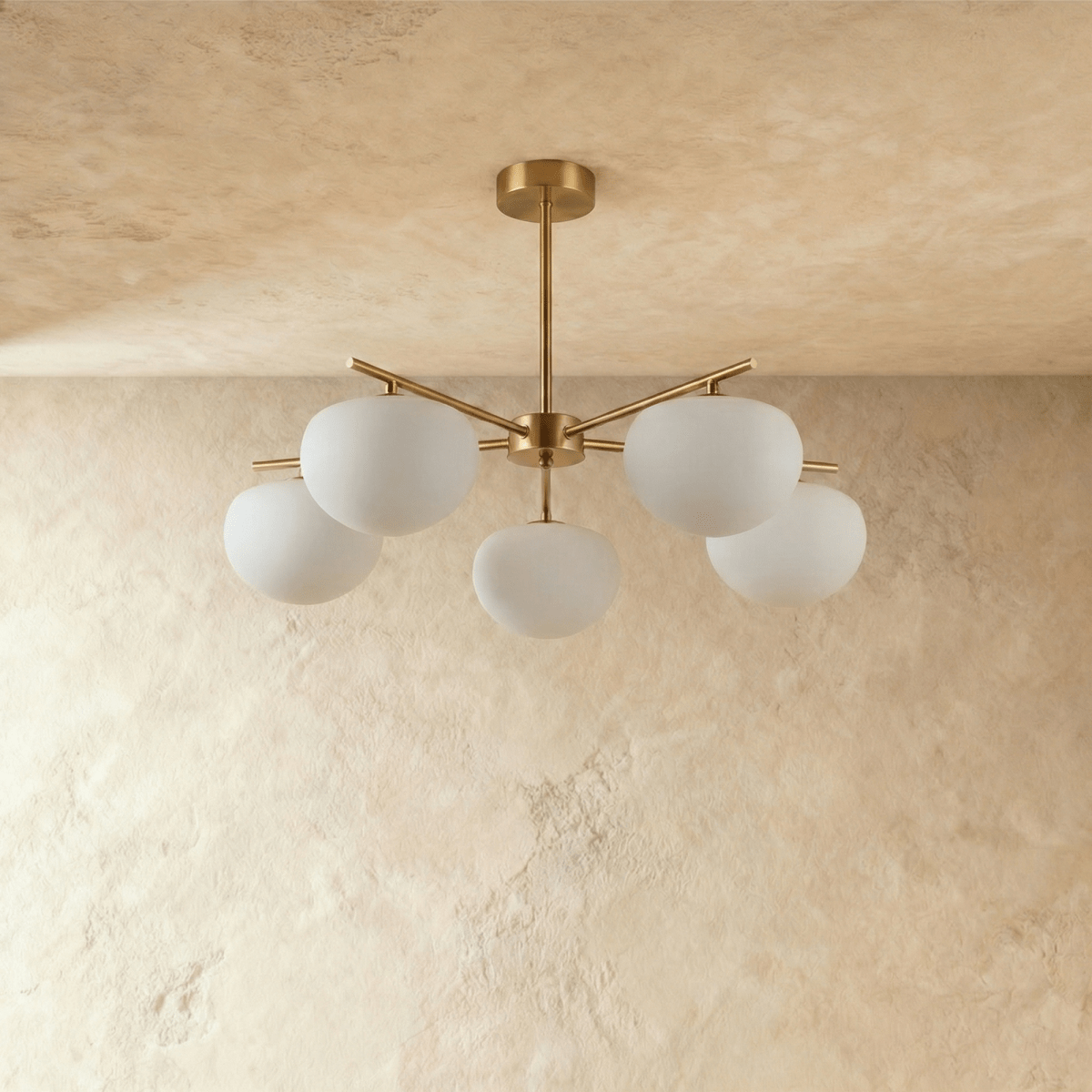Aurora Gold Iron And Glass Pendant Light With Spherical Glass Shades For Living Rooms