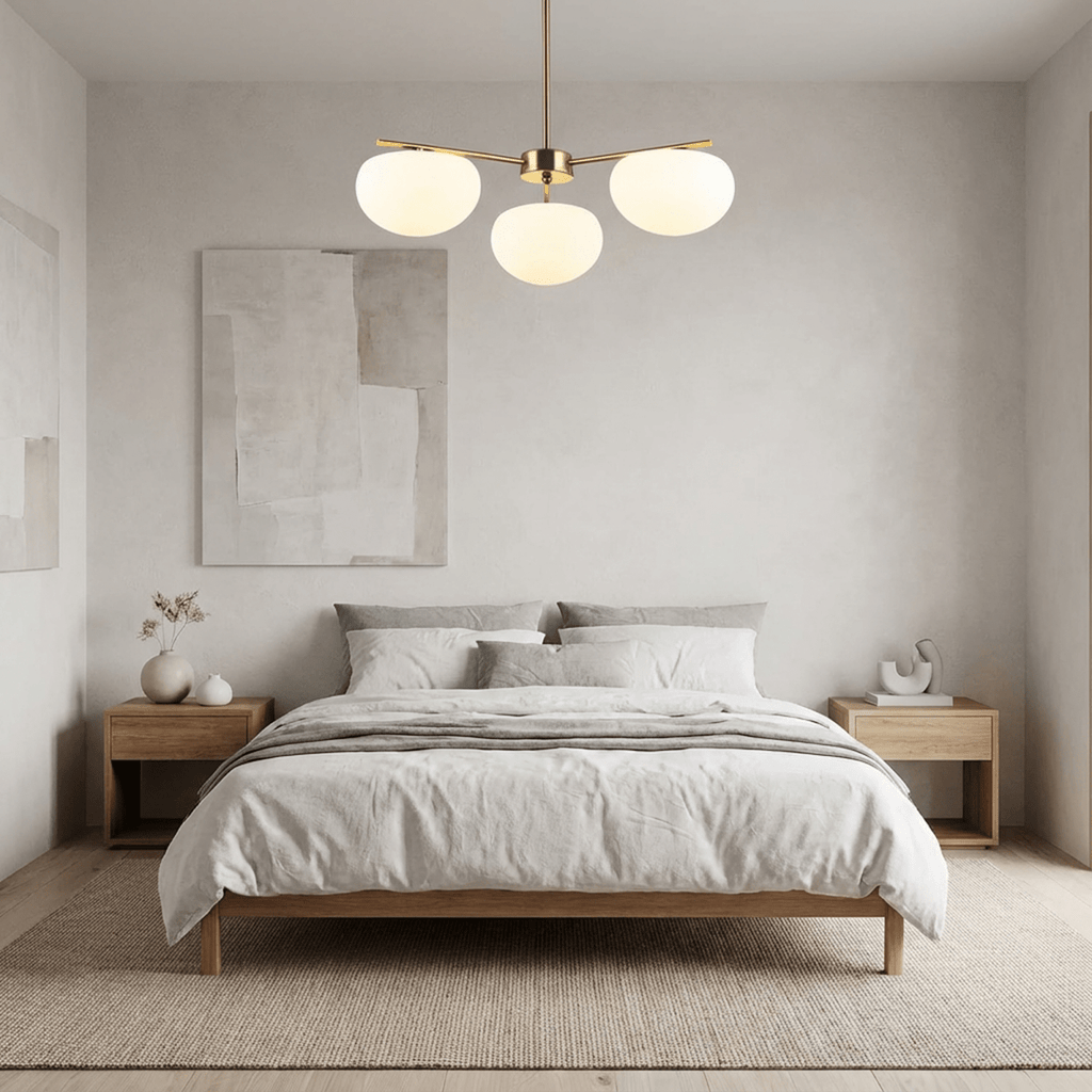 Aurora Gold Iron And Glass Pendant Light With Spherical Glass Shades For Living Rooms