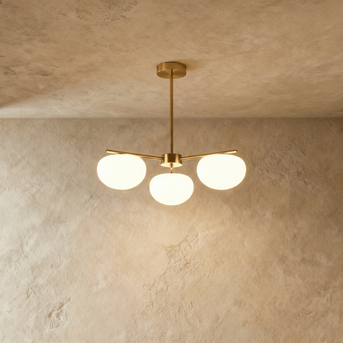 Aurora Gold Iron And Glass Pendant Light With Spherical Glass Shades For Living Rooms