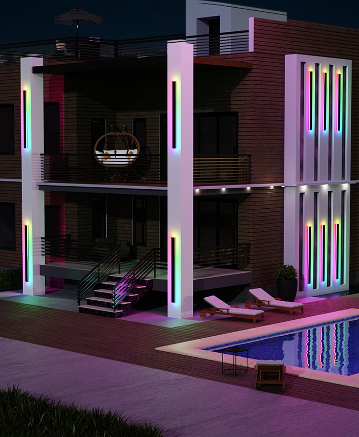 LumaHaven – ścienna lampa LED RGB do użytku wewnątrz i na zewnątrz, wodoodporna, IP65