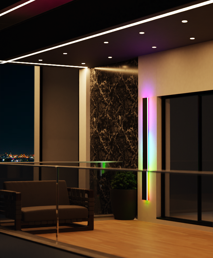 LumaHaven – ścienna lampa LED RGB do użytku wewnątrz i na zewnątrz, wodoodporna, IP65