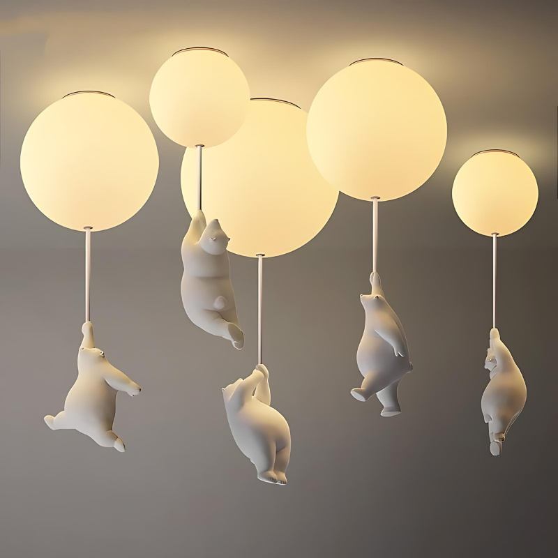 Bear Balloon Ceiling Light For Kids Room Cute Modern Night Lamp