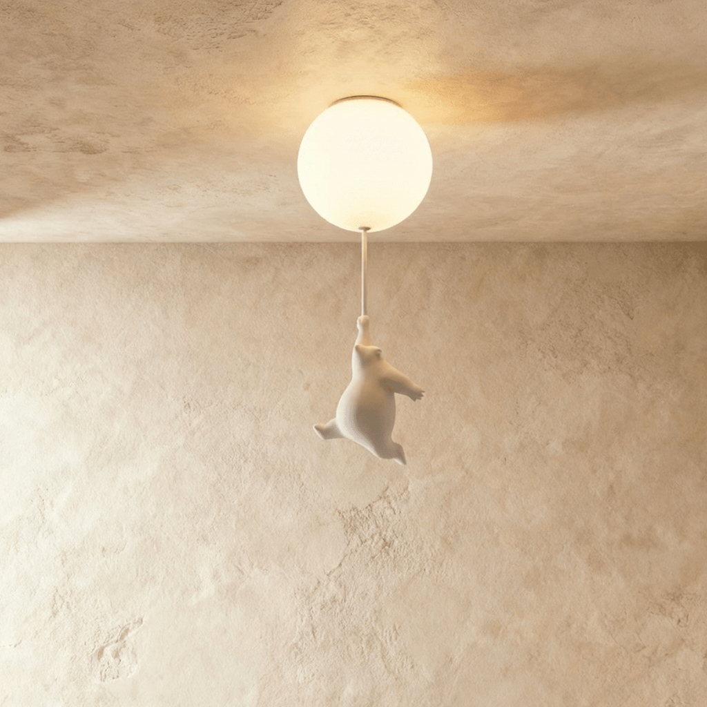 Bear Balloon Ceiling Light For Kids Room Cute Modern Night Lamp