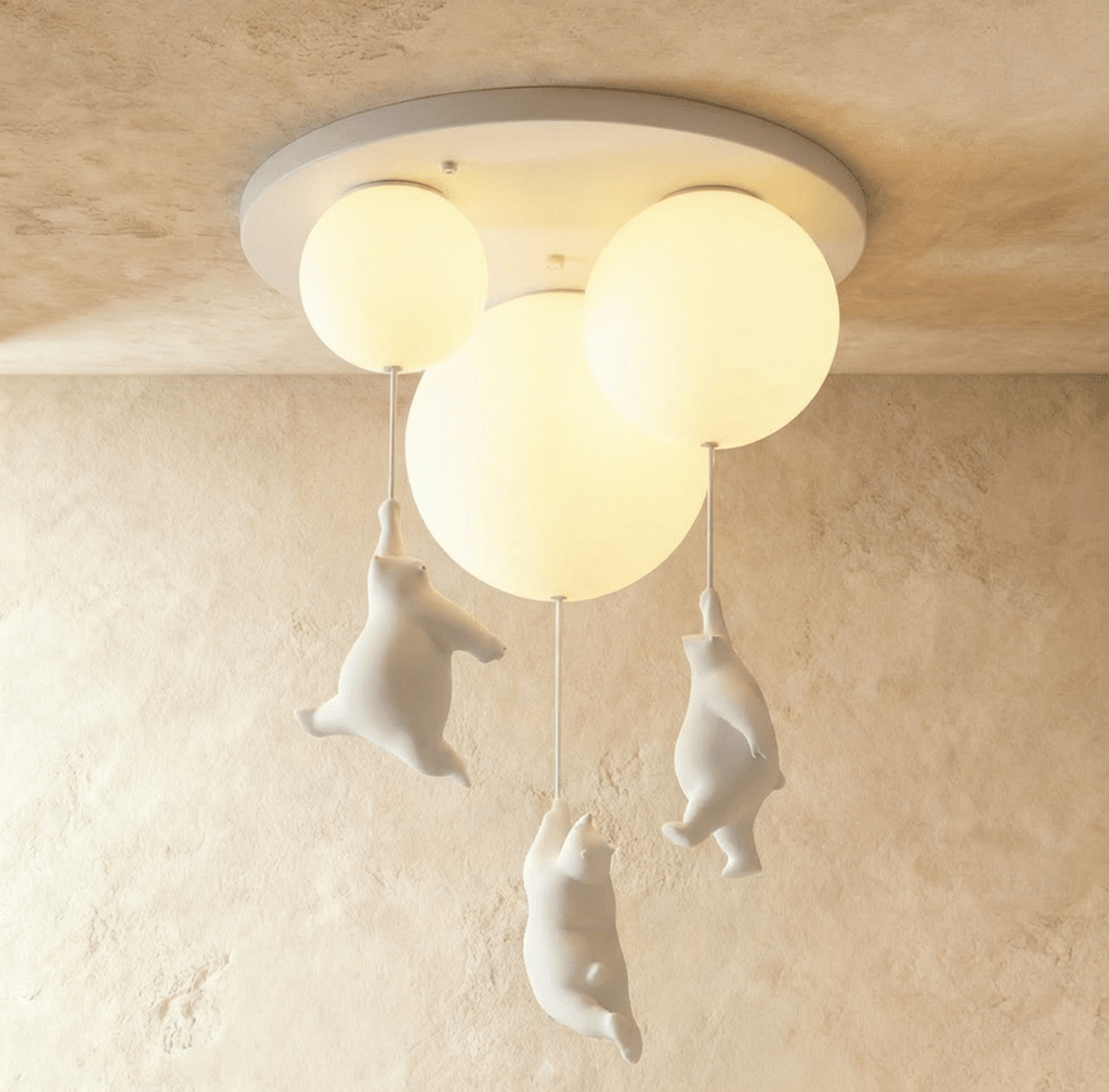 Bear Balloon Ceiling Light For Kids Room Cute Modern Night Lamp