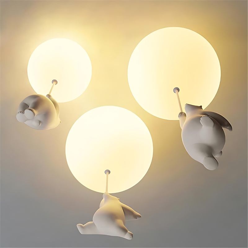 Bear Balloon Ceiling Light For Kids Room Cute Modern Night Lamp