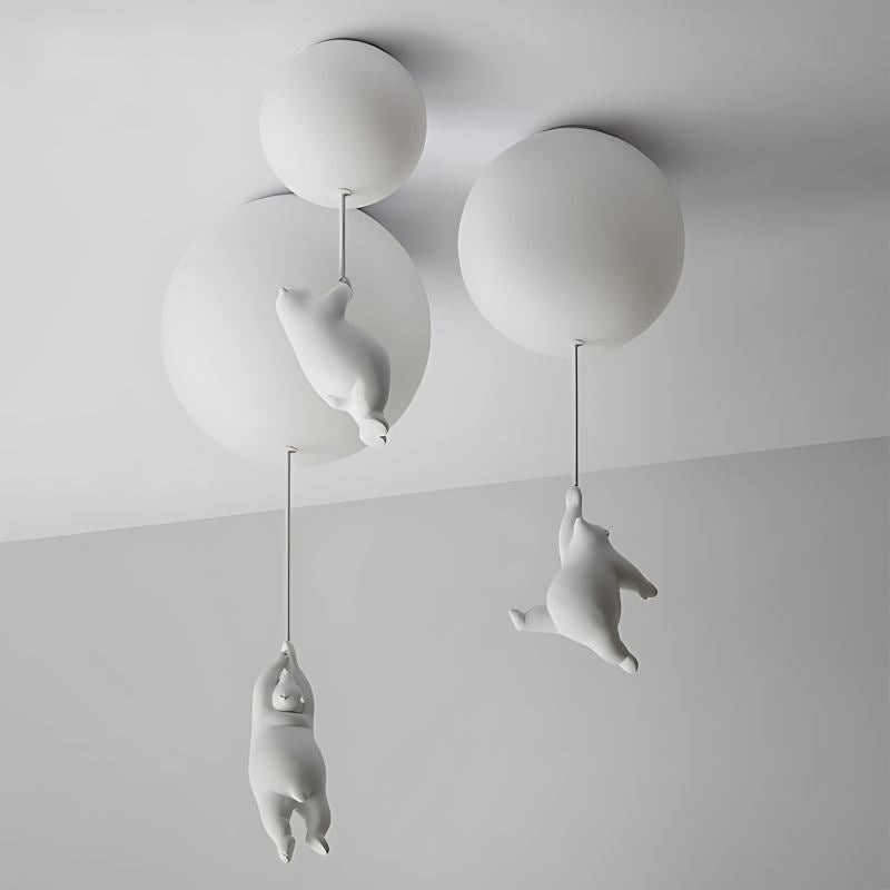 Bear Balloon Ceiling Light For Kids Room Cute Modern Night Lamp