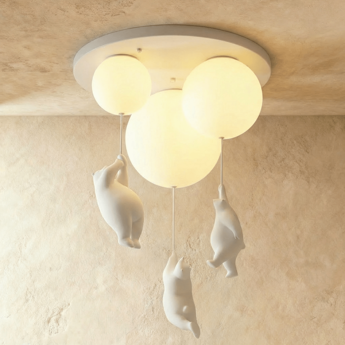 Bear Balloon Ceiling Light For Kids Room Cute Modern Night Lamp