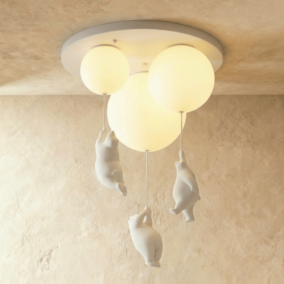 Bear Balloon Ceiling Light For Kids Room Cute Modern Night Lamp