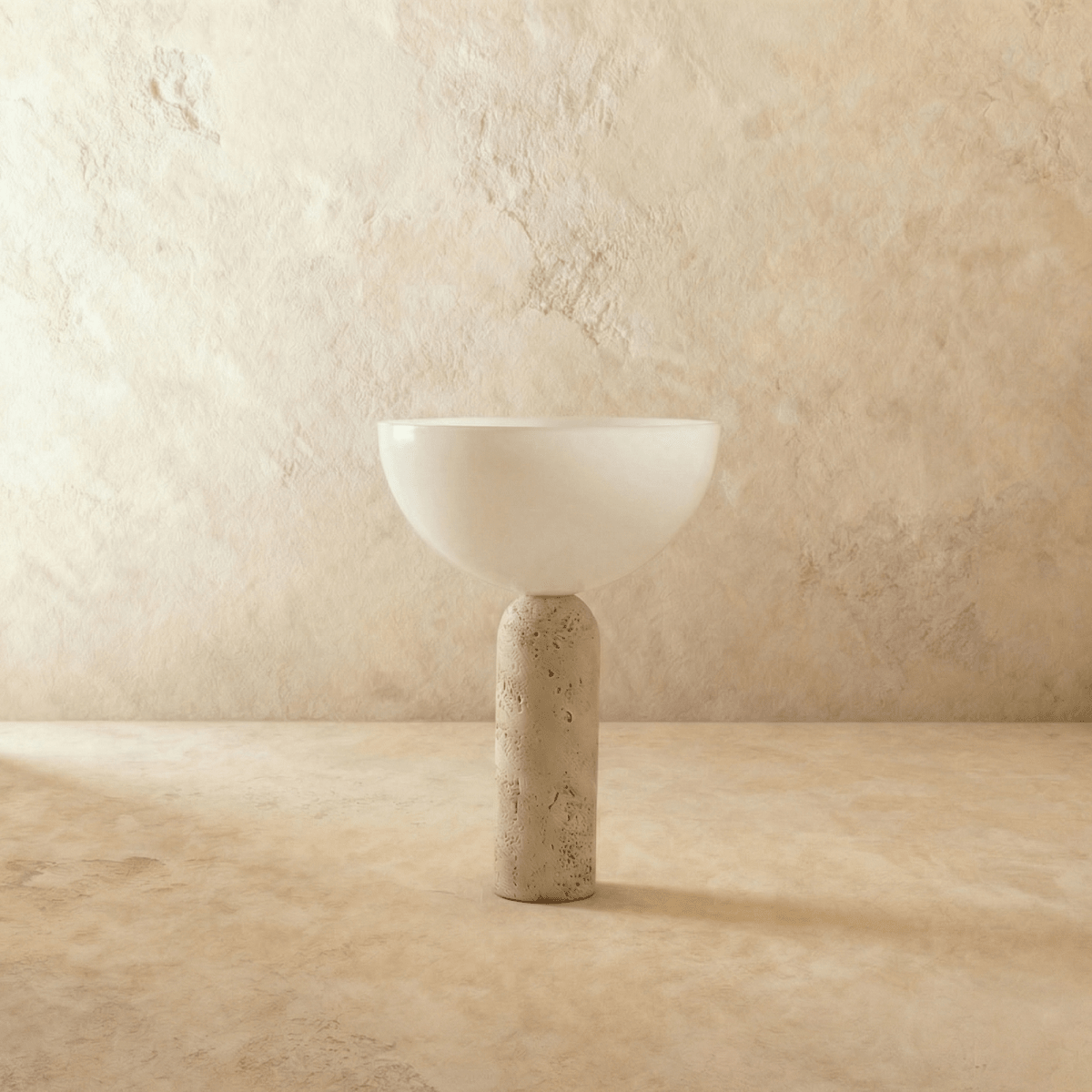TerraGlow Travertine Glass LED Table Lamp for Minimalist Living Spaces