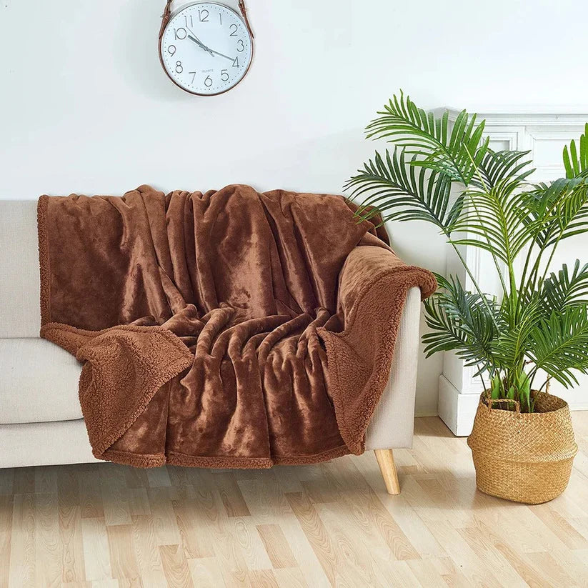 Coperta impermeabile in peluche per due persone, accogliente per uso interno ed esterno