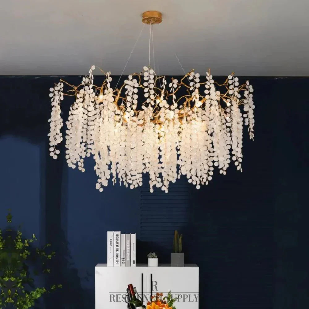 Aurora Glimmer Crystal Branch Chandelier With Gold Finish